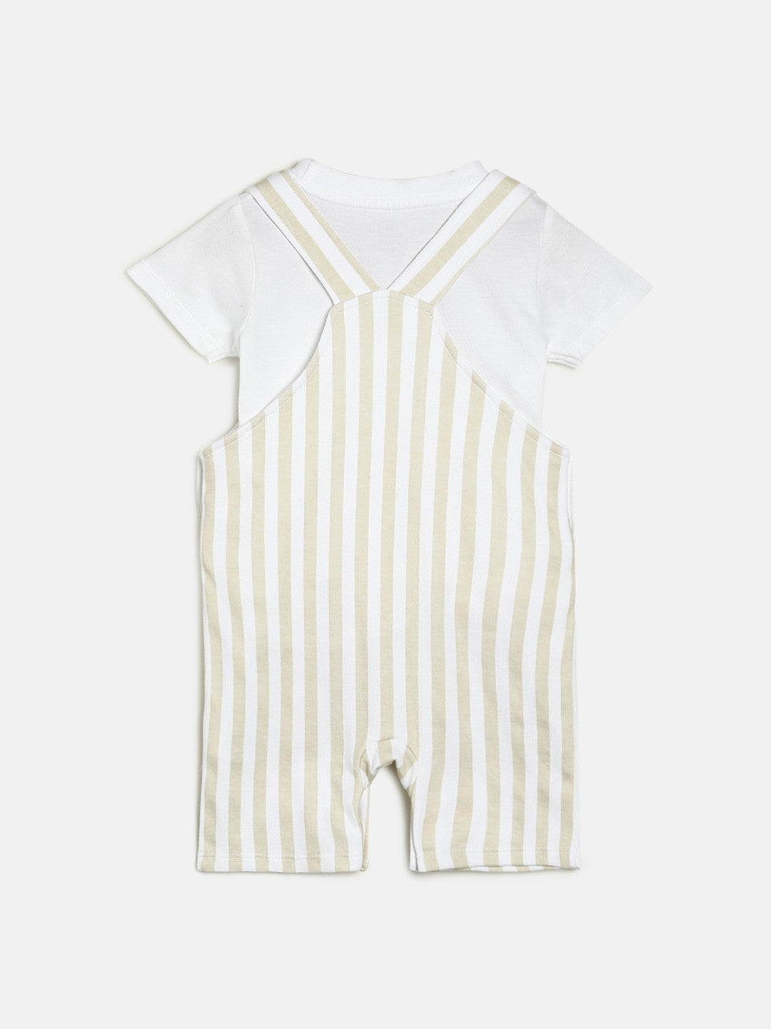 Boys White Dungaree Set