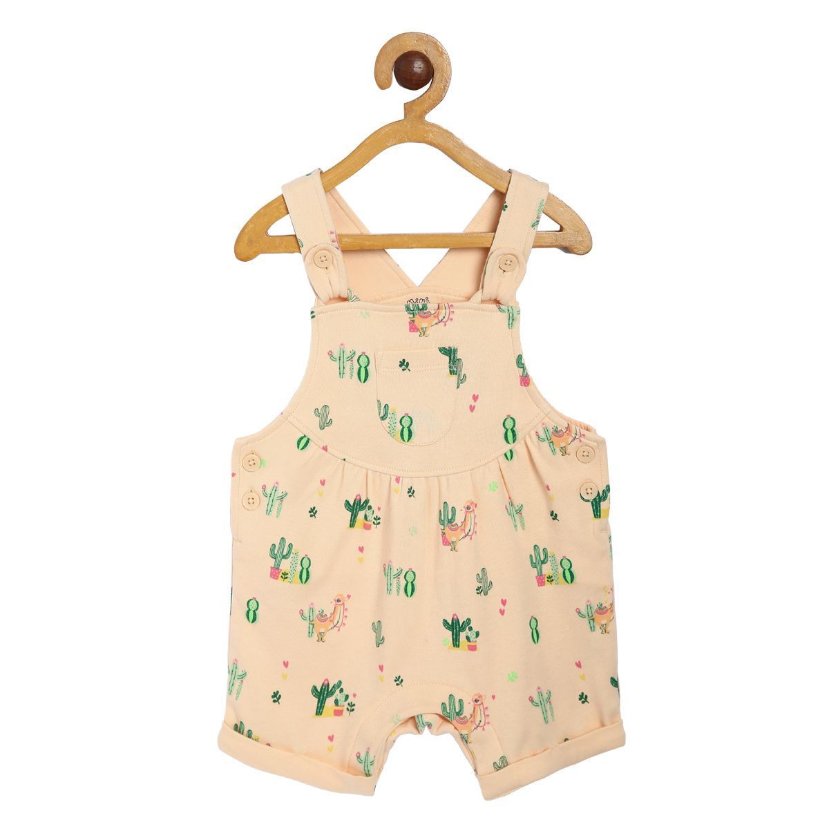 Girls Cream Pack Of 2 Dungaree Set
