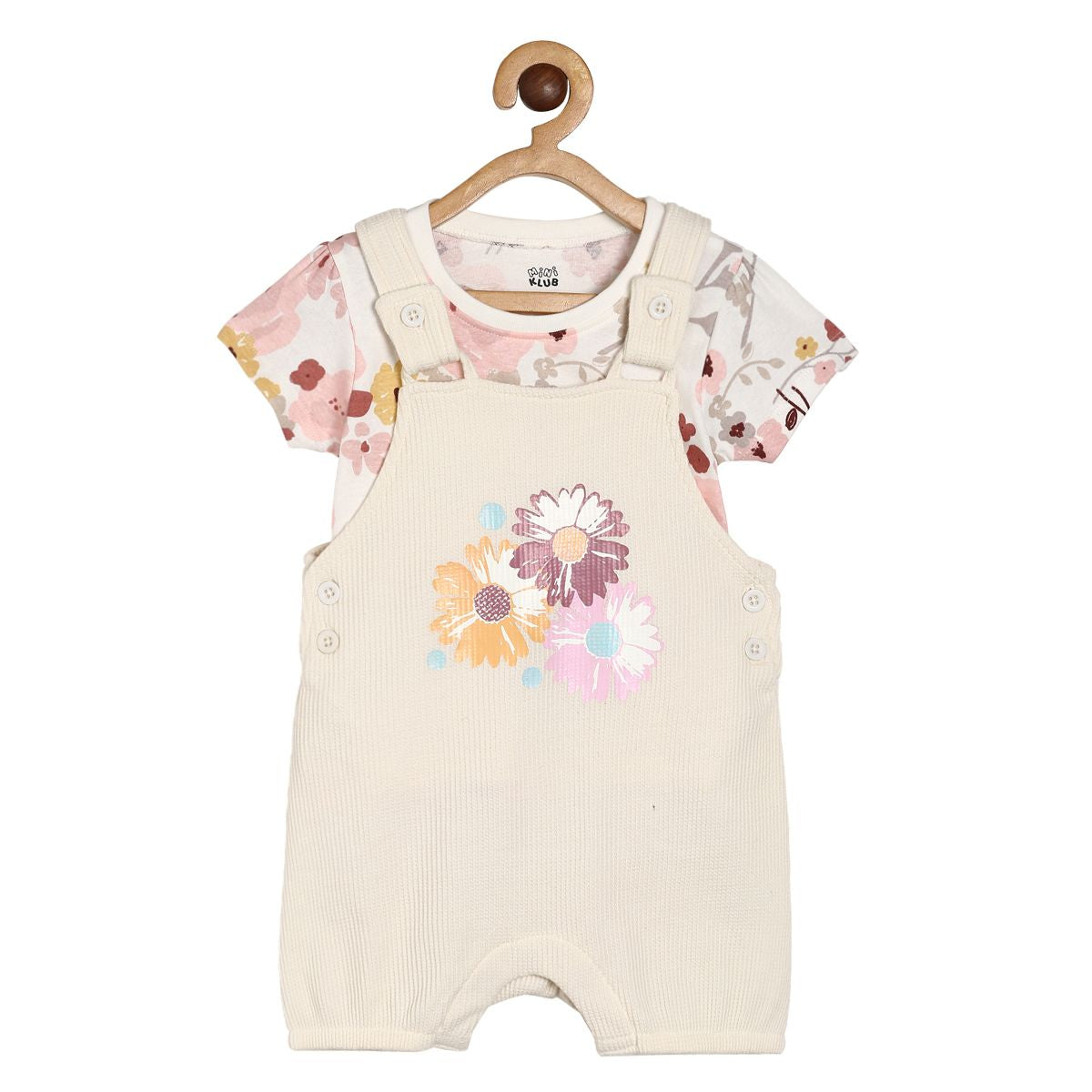 Girls Multicolor Pack Of 2 Dungaree Set