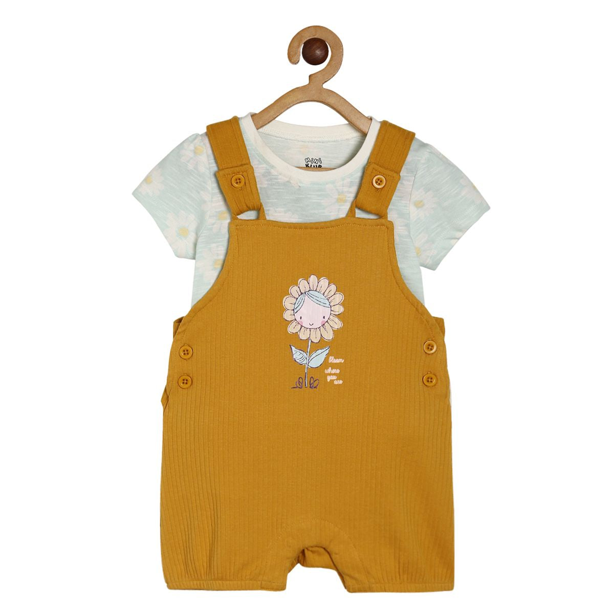 Girls Multicolor Pack Of 2 Dungaree Set