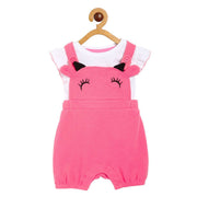 Girls Pink Pack Of 2 Dungaree Set