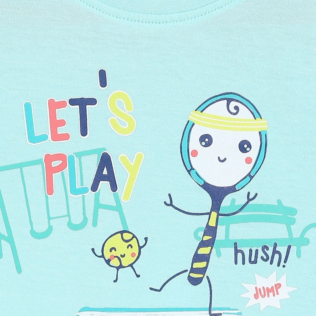 Baby Girls Play Print Knit Top, Aqua