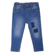 Boys Solid Denim Pant, Blue