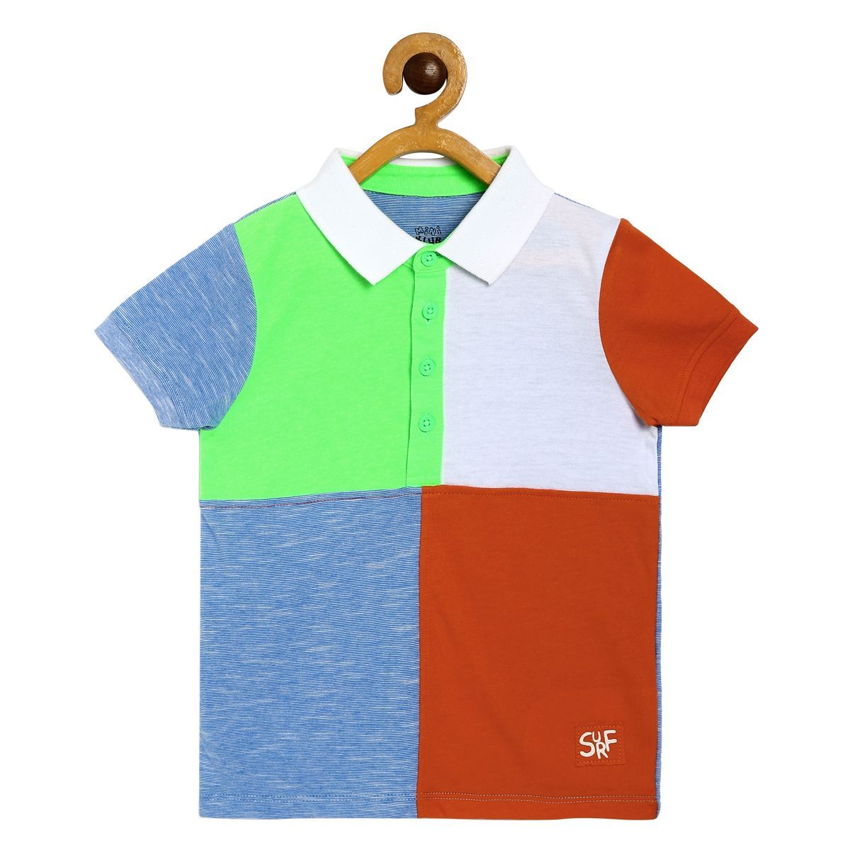 Pack of 1 knit pack of lo tee - light blue & dark red for 2-3 Years