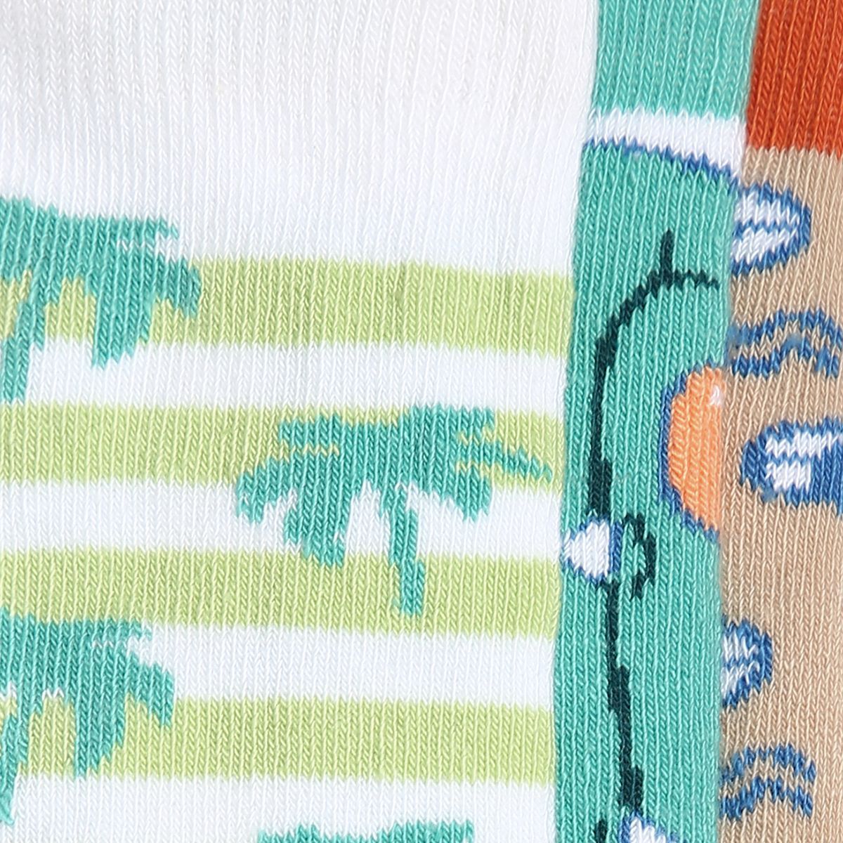 Baby Boys White Green and Beige Cotton Blend Printed Socks Pack of 3 Comfortable Everyday Wear