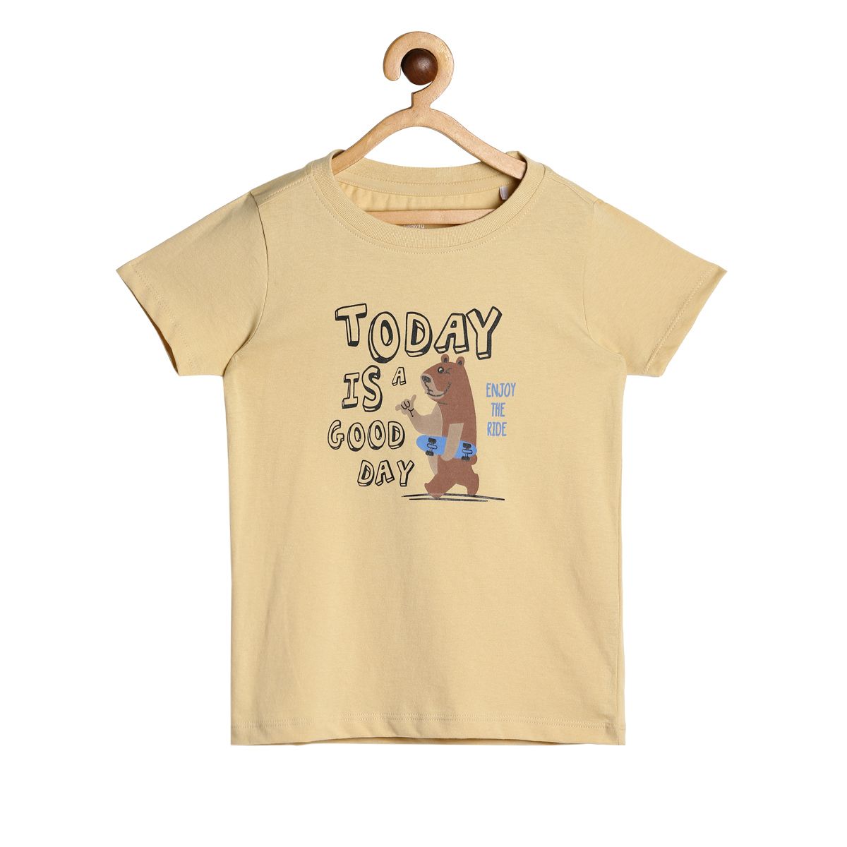 Boys Beige Pack Of 1 T-Shirt