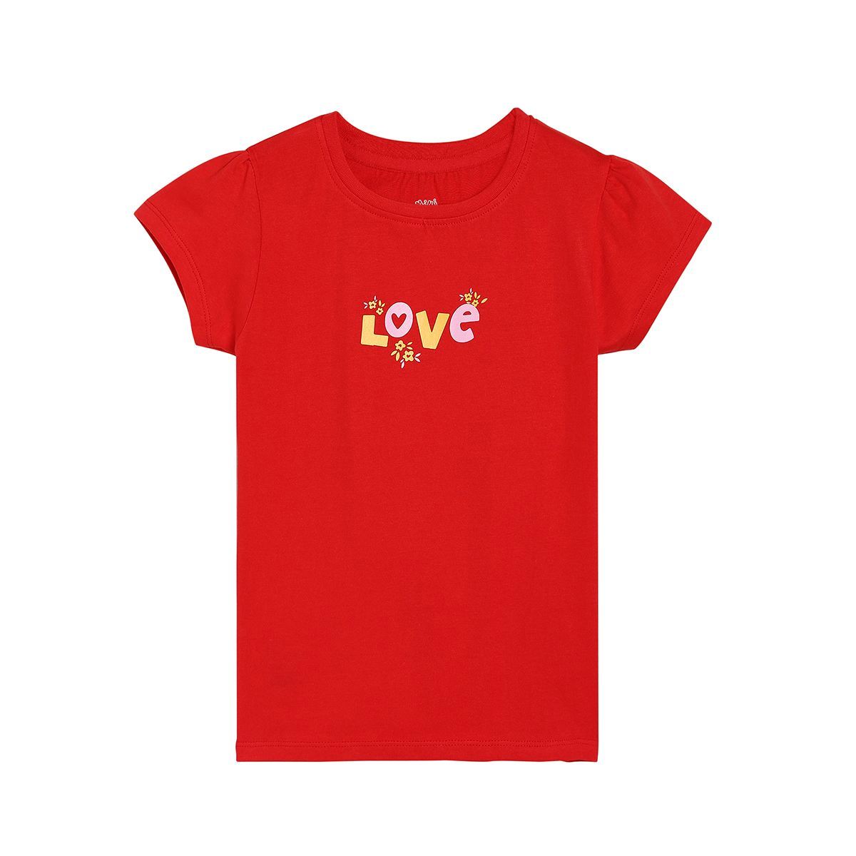 Girls Printed Knit Top, Red