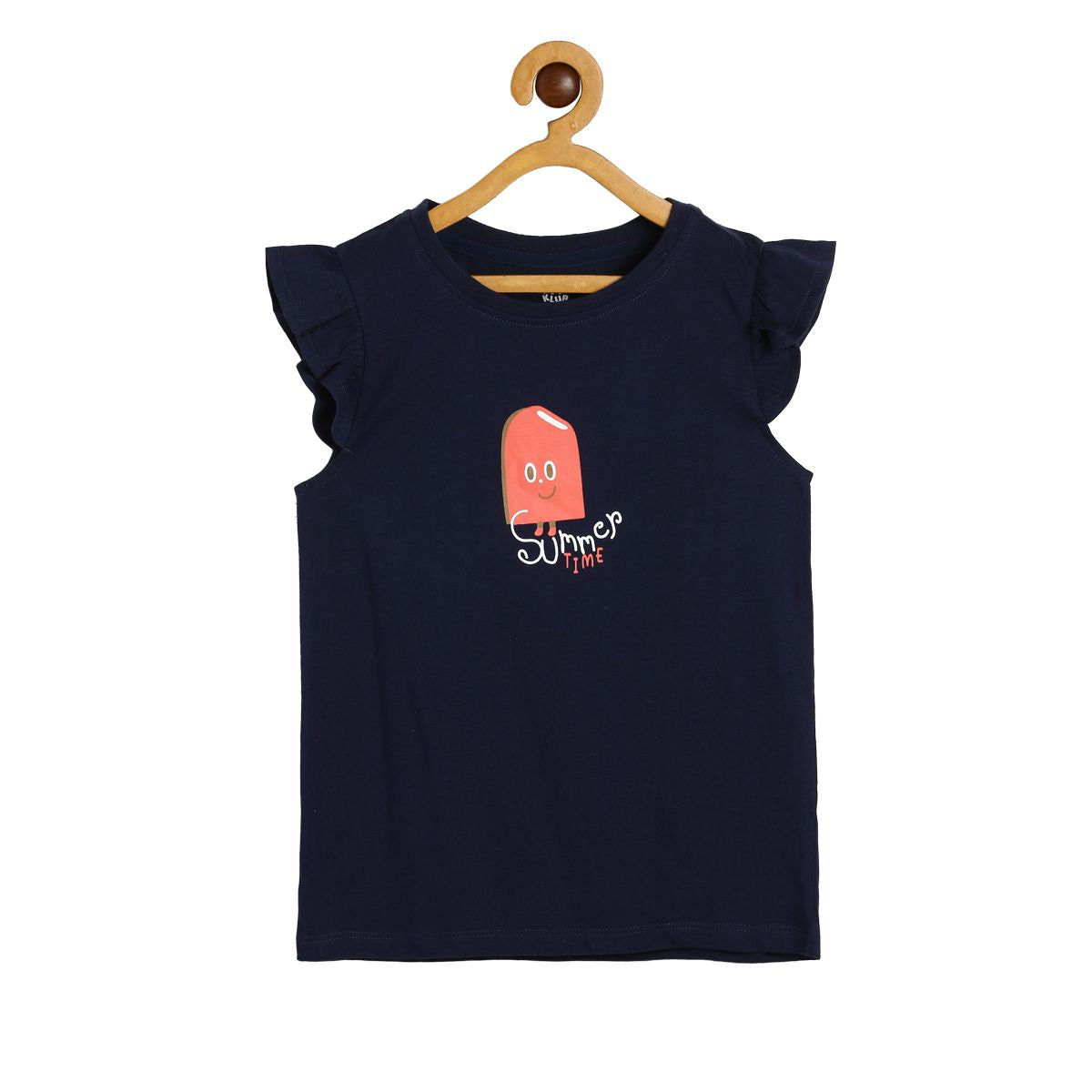 Girls Ice Cream Print Knit Top, Navy