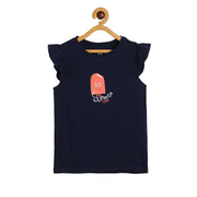 Girls Ice Cream Print Knit Top, Navy
