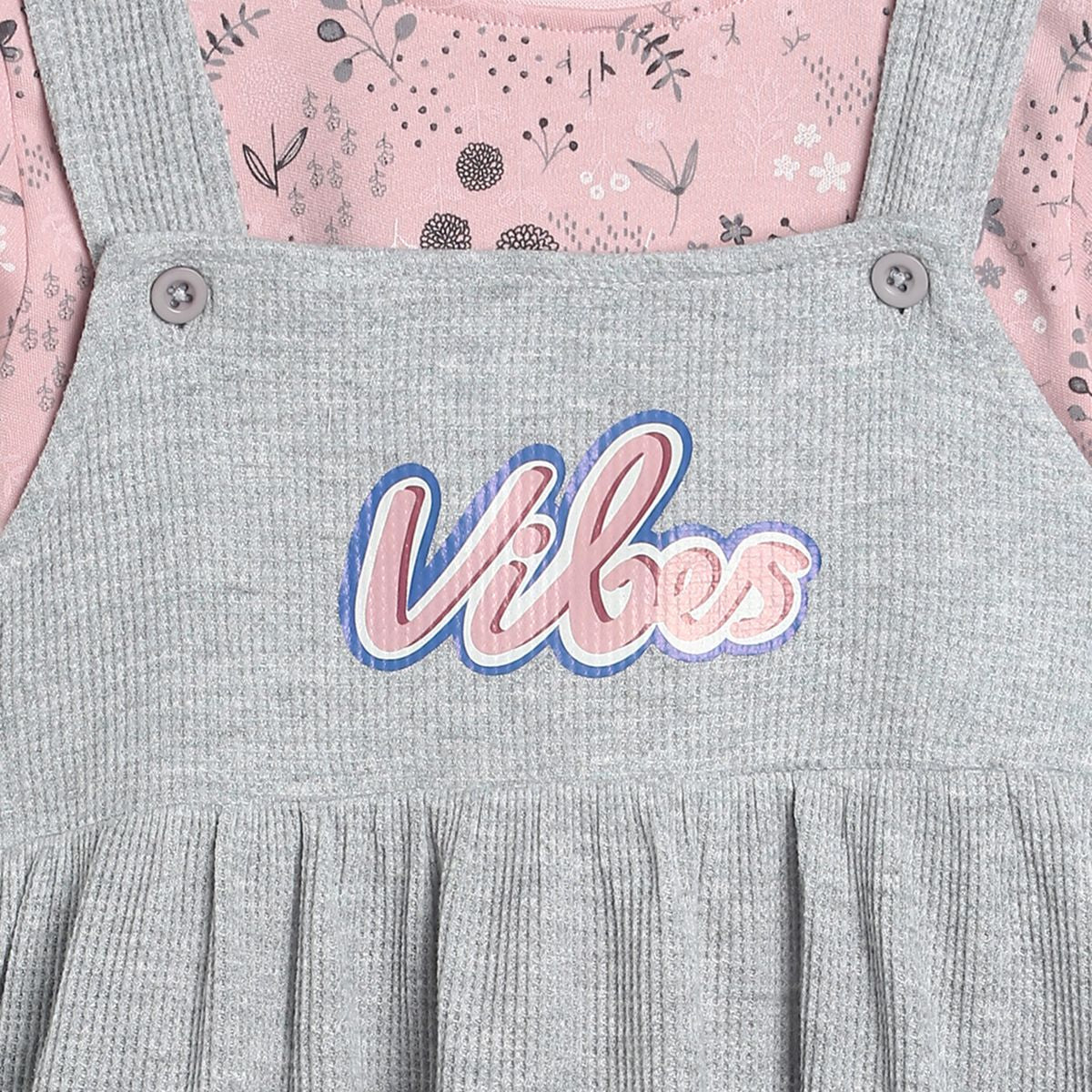 Girls Grey Pack Of 2 Pinny Set
