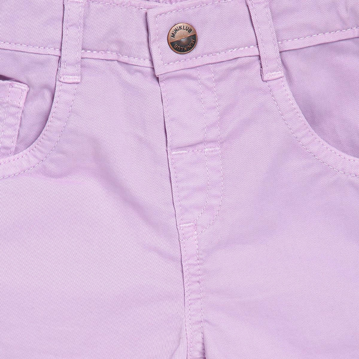 Pack of 1 garment dyed color denim shorts - lilac for 3-6 Months
