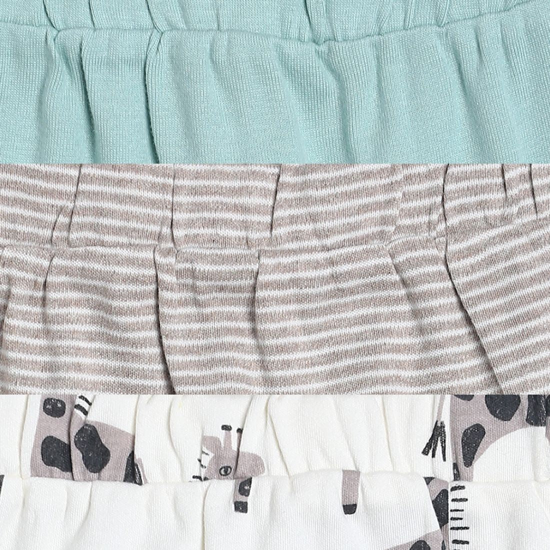 Baby Boys Grey, Mint Green and White Cotton Printed Joggers Pack of 3 Regular Fit Casual Bottom Wear