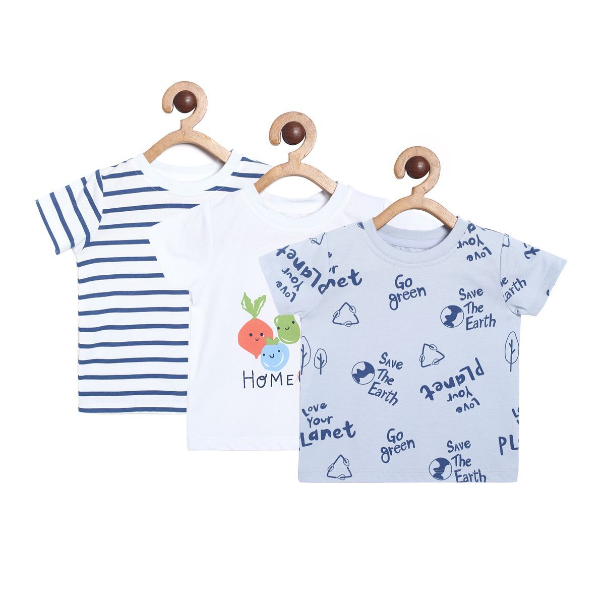 Pack of 3 t-shirt - white & blue for 0-3 Months