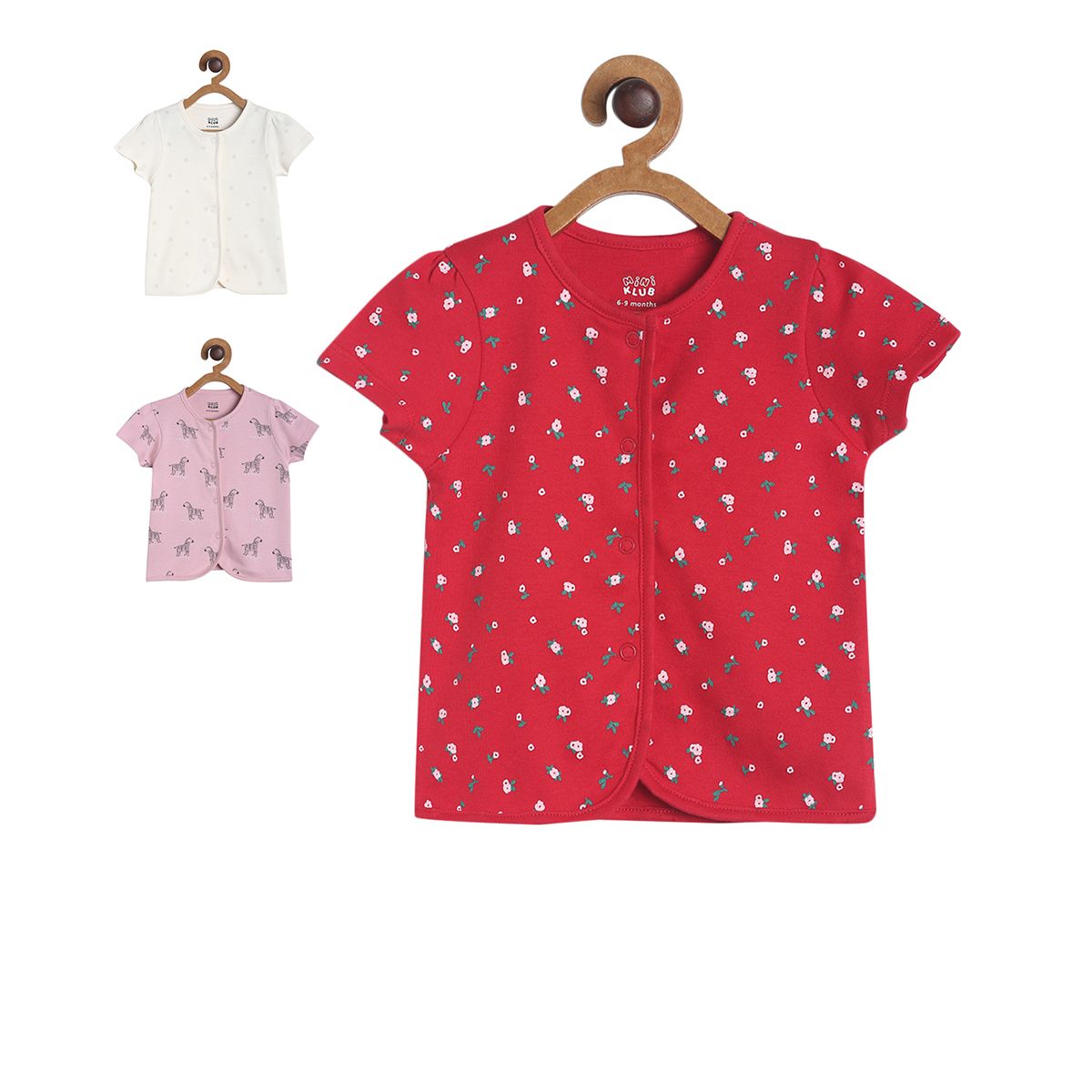 Girls Multicolor Pack Of 3 Front Open Vest
