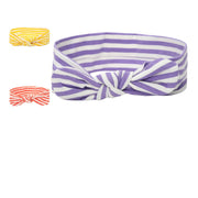 Baby Girls Yellow, Coral and Purple Cotton Striped Knot Headbands Pack of 3 Hair Accessories