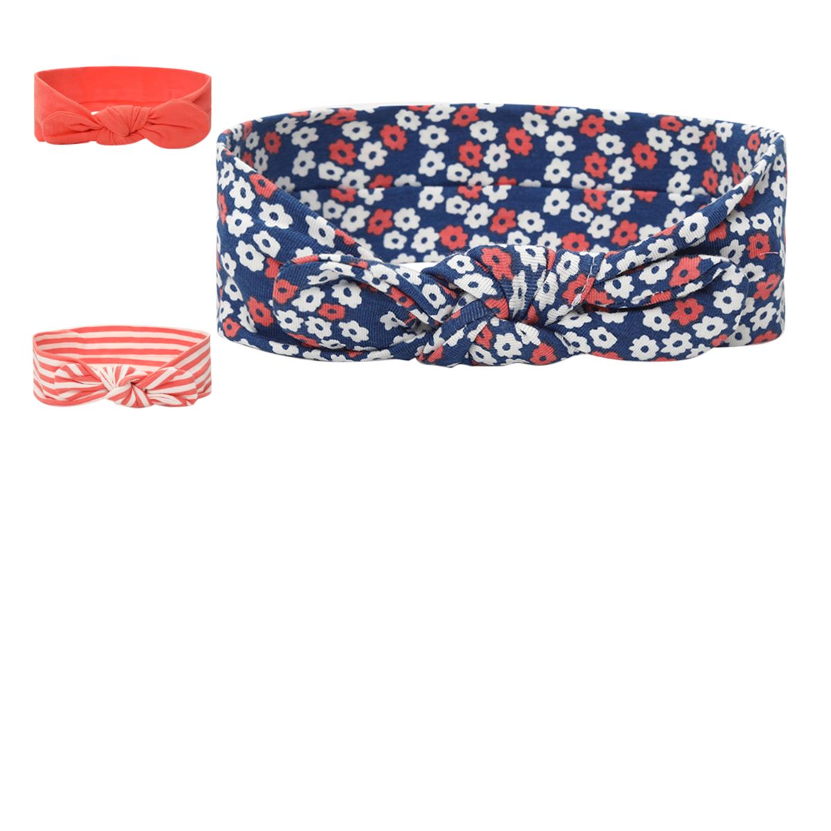 Girls Cream, Peach and Yellow Headband Pack of 3 Soft Stretch Floral Hair Accessories