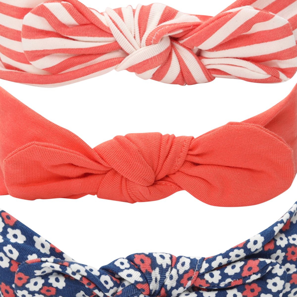 Girls Cream, Peach and Yellow Headband Pack of 3 Soft Stretch Floral Hair Accessories