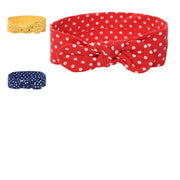 Baby Girls Red, Yellow and Navy Blue Cotton Polka Dot Knot Headbands Pack of 3 Hair Accessories