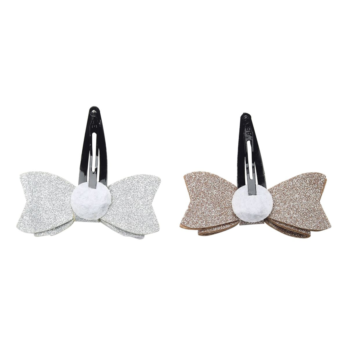 Girls Glitter Bow Hair Clips Pack of 2, Multicolour
