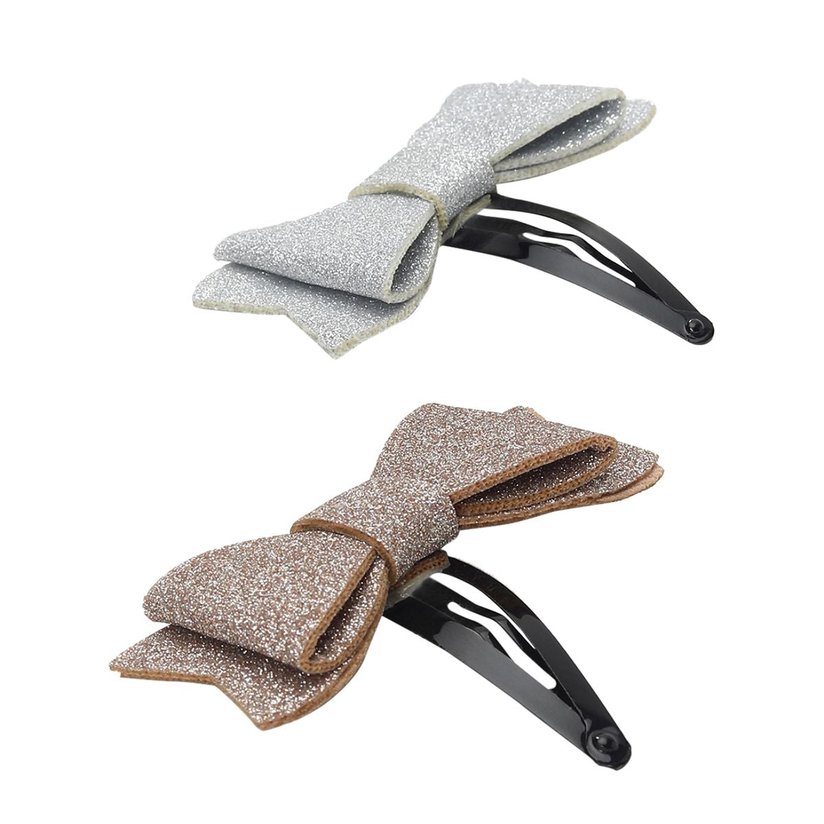 Girls Glitter Bow Hair Clips Pack of 2, Multicolour
