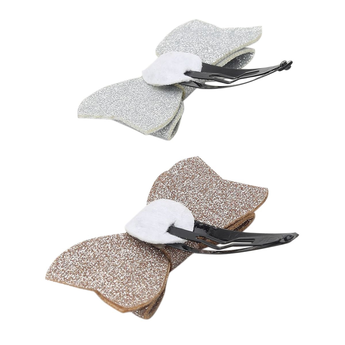 Girls Glitter Bow Hair Clips Pack of 2, Multicolour