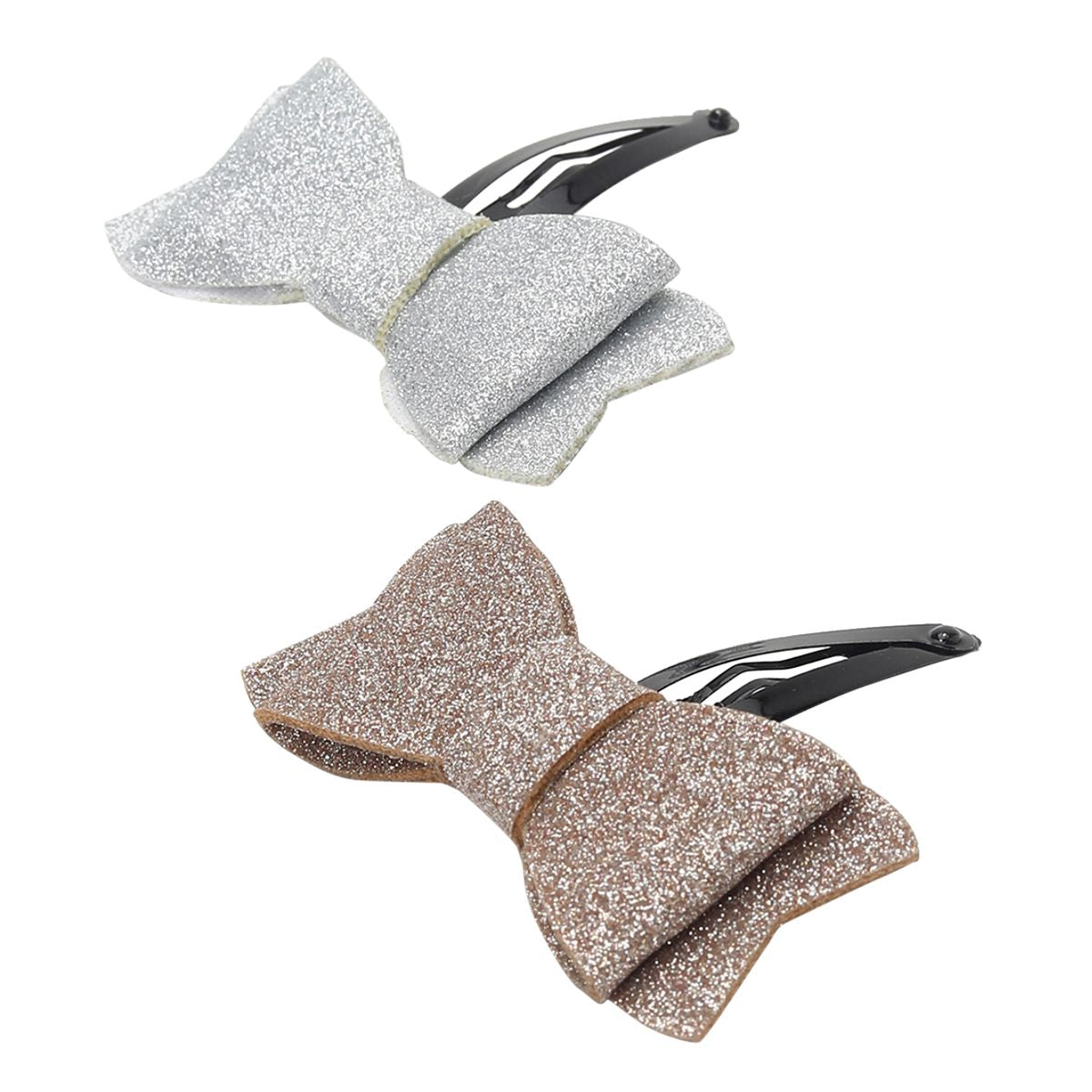Girls Glitter Bow Hair Clips Pack of 2, Multicolour