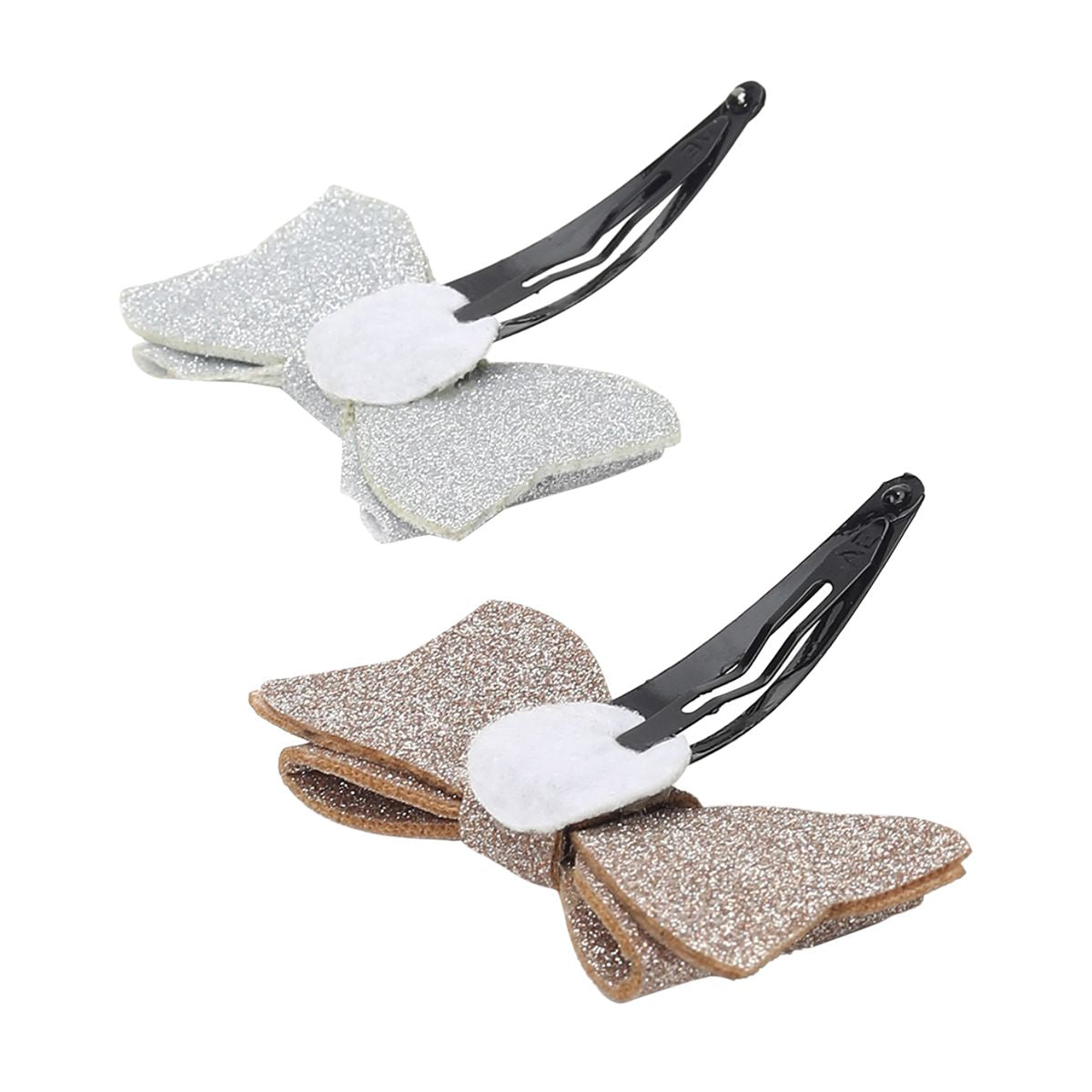 Girls Glitter Bow Hair Clips Pack of 2, Multicolour