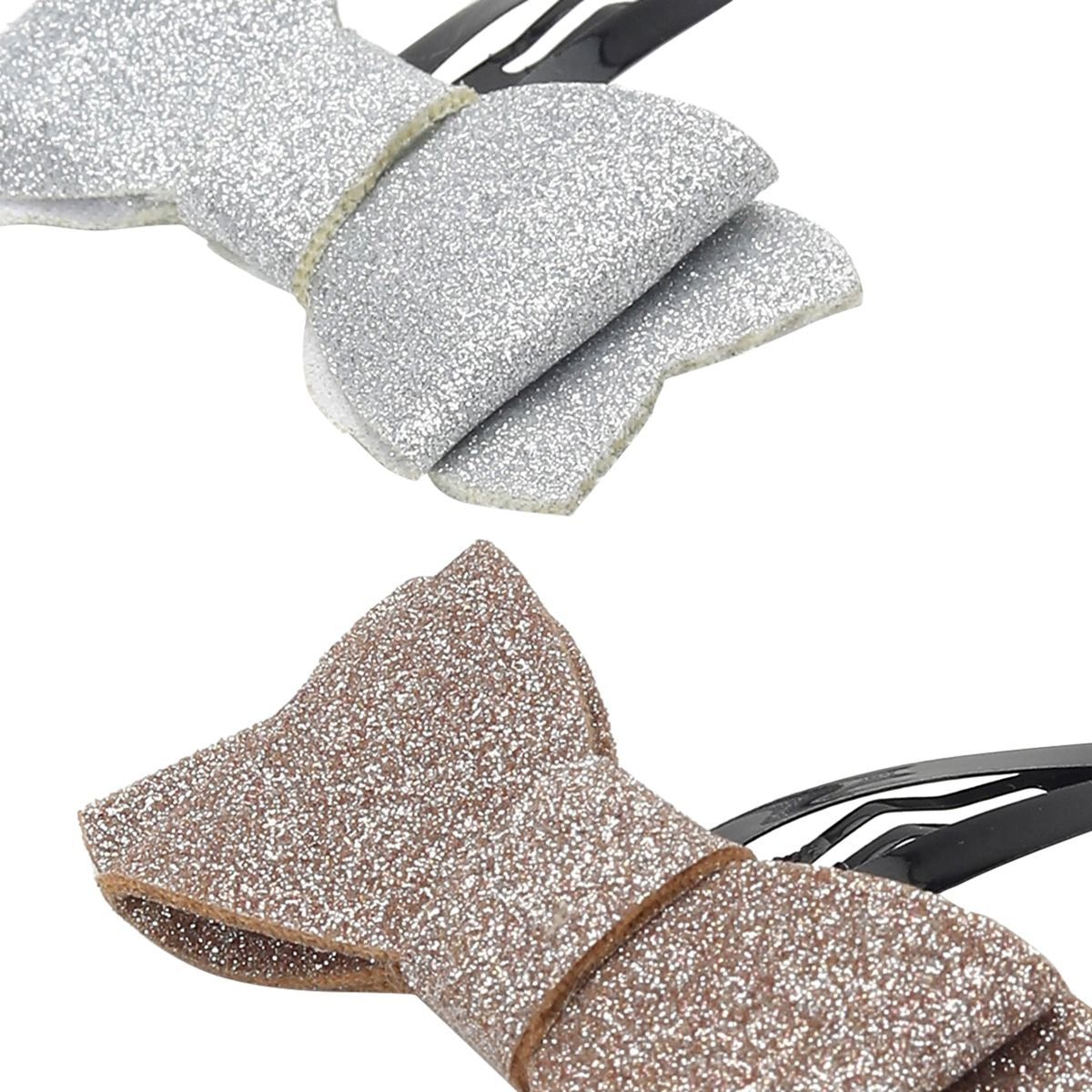 Girls Glitter Bow Hair Clips Pack of 2, Multicolour