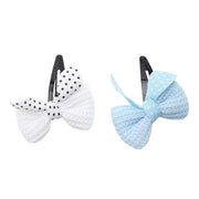 Baby Girls White and Light Blue Polka Dot Bow Hair Clips Pack of 2 Hair Accessories