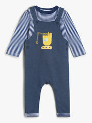 Boys Navy Dungaree Set