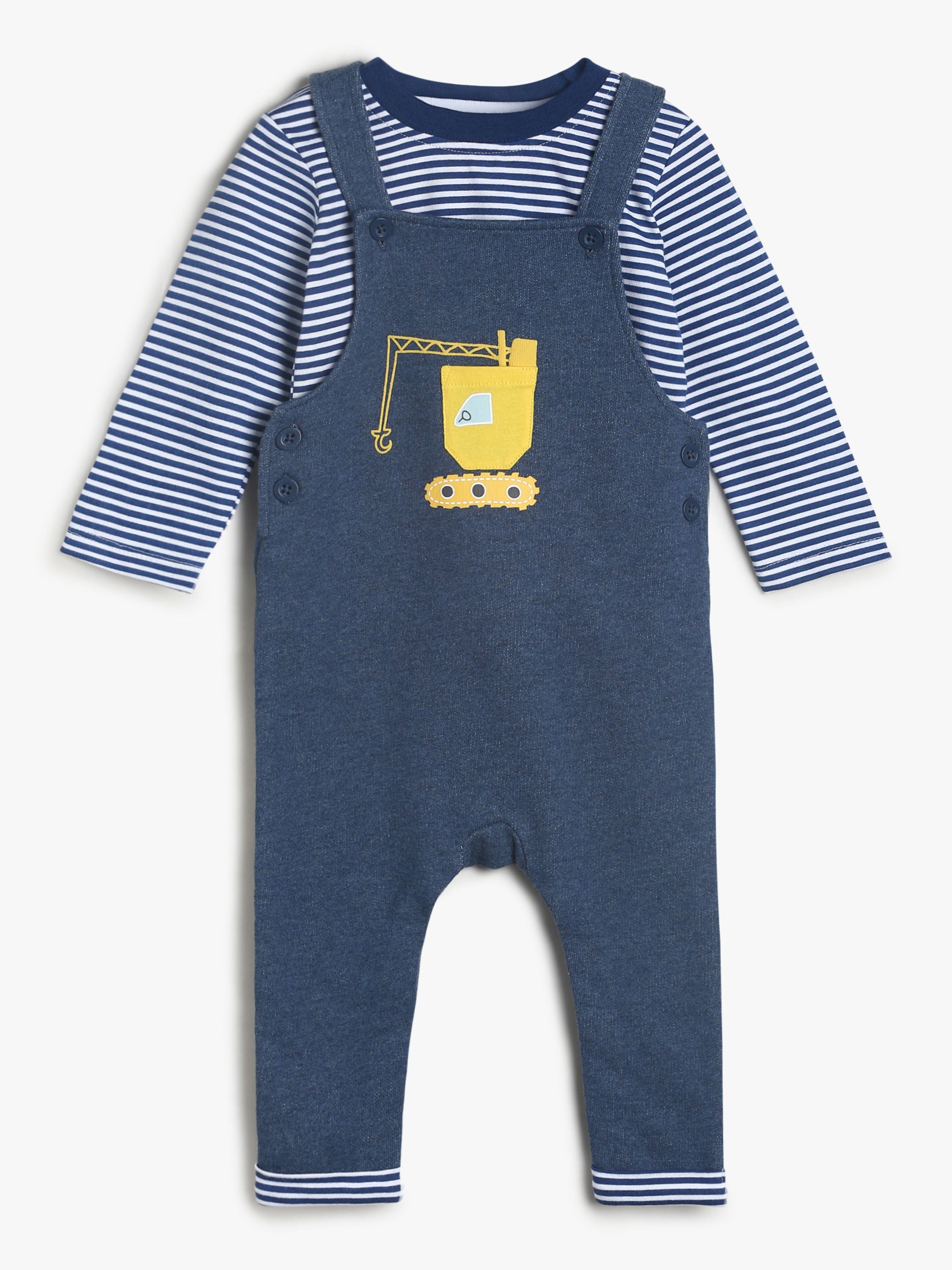Boys Navy Dungaree Set