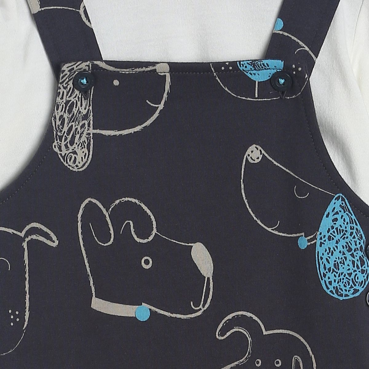 Boys Charcoal Pack Of 2 Dungaree Set