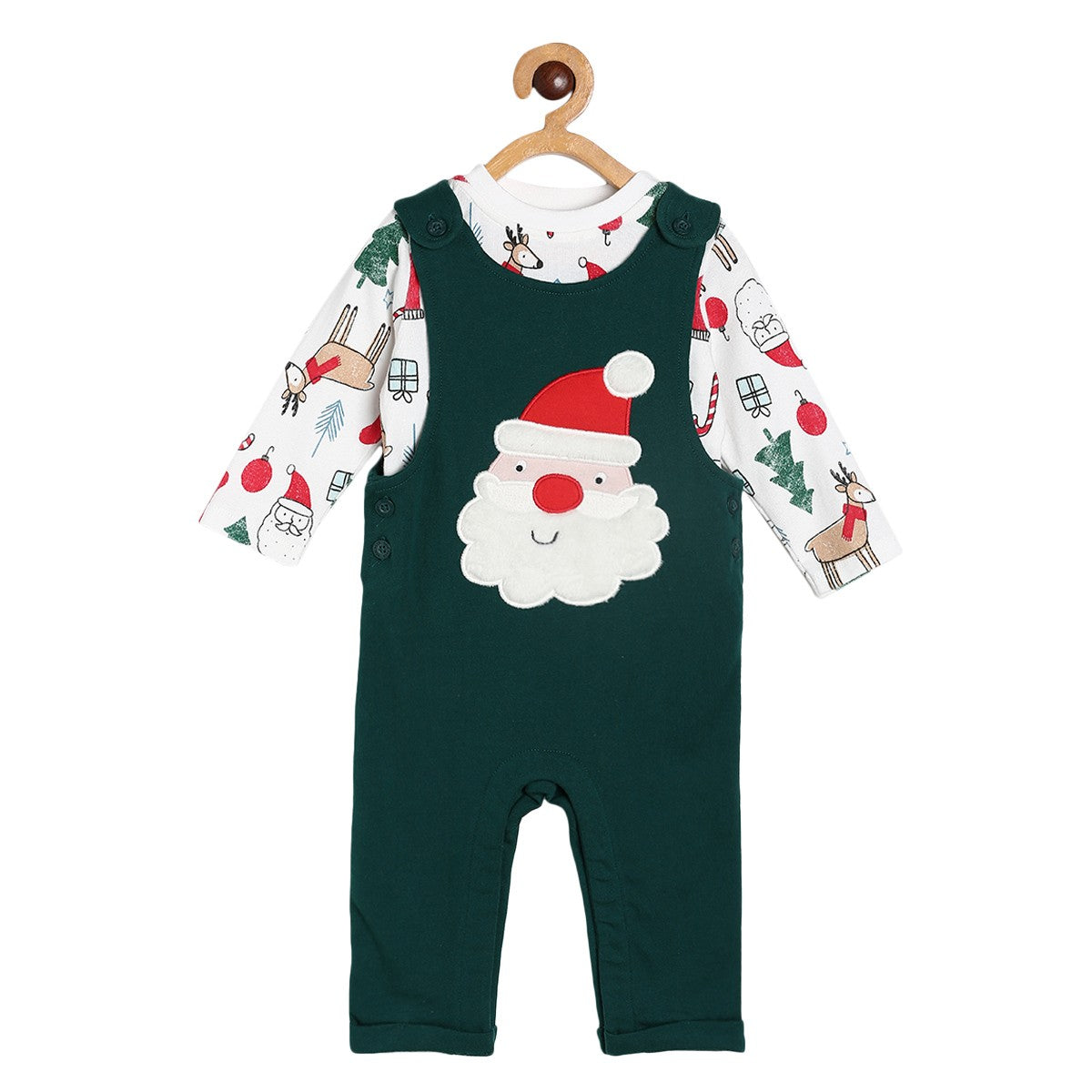 Boys Green Dungaree Set