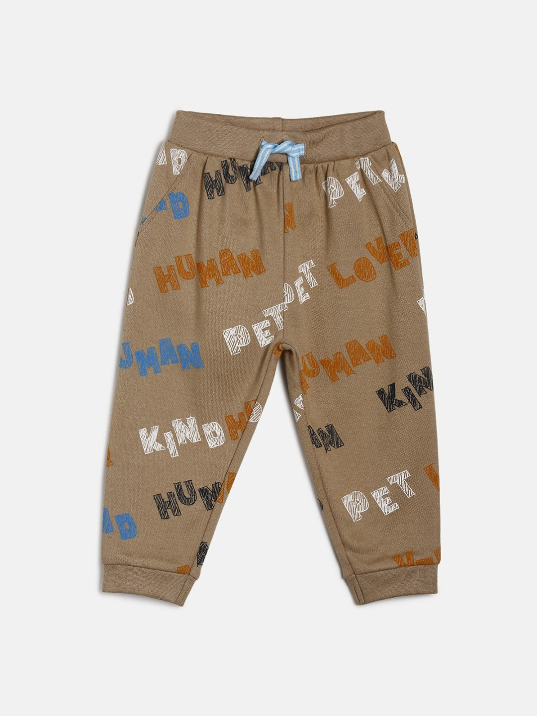 Baby Boys Typography Print Jogger Pants, Beige