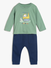 Boys Green T-Shirt and Knit Bottom
