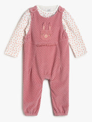 Girls Brown Dungaree Set