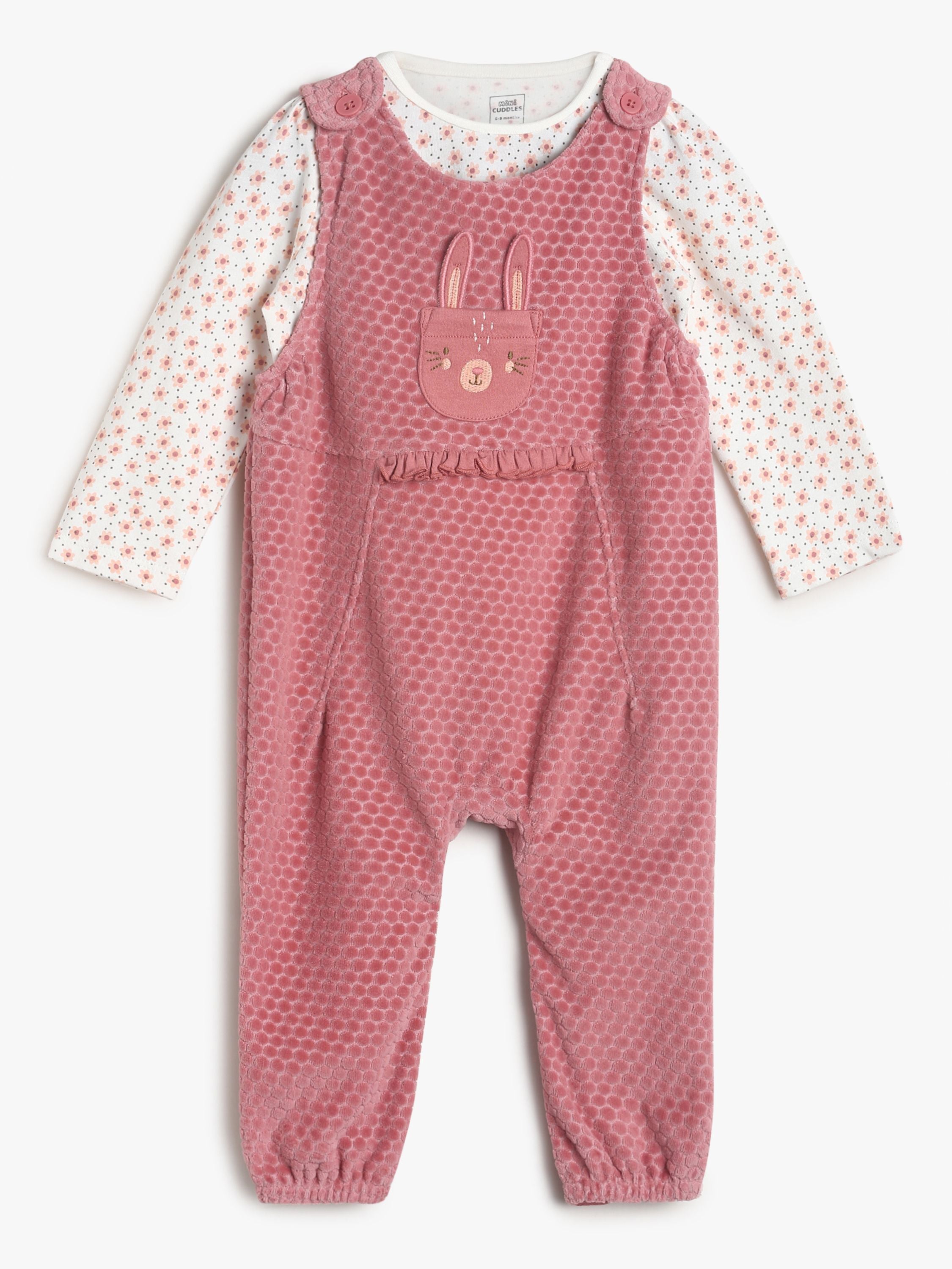 Girls Brown Dungaree Set