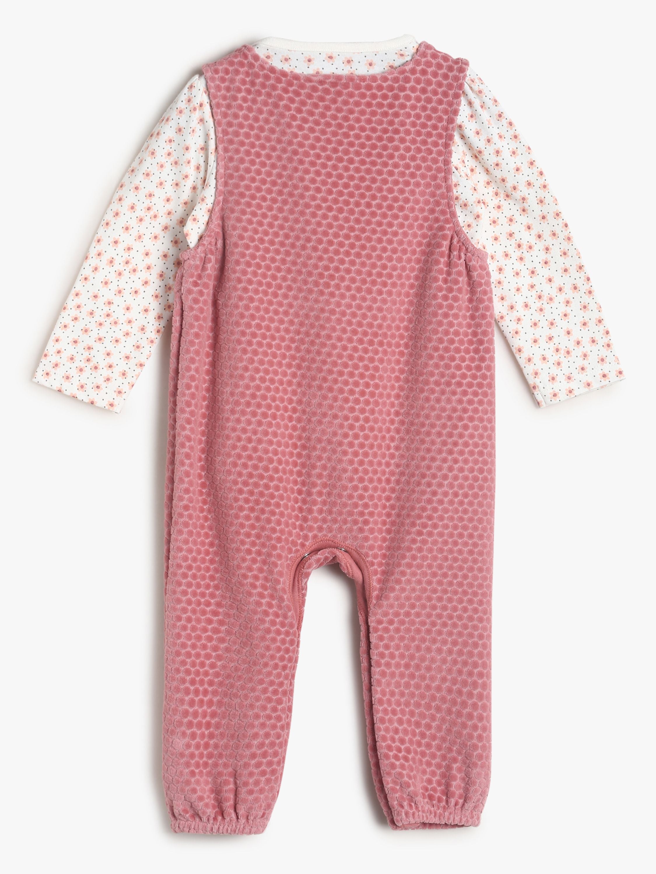 Girls Brown Dungaree Set