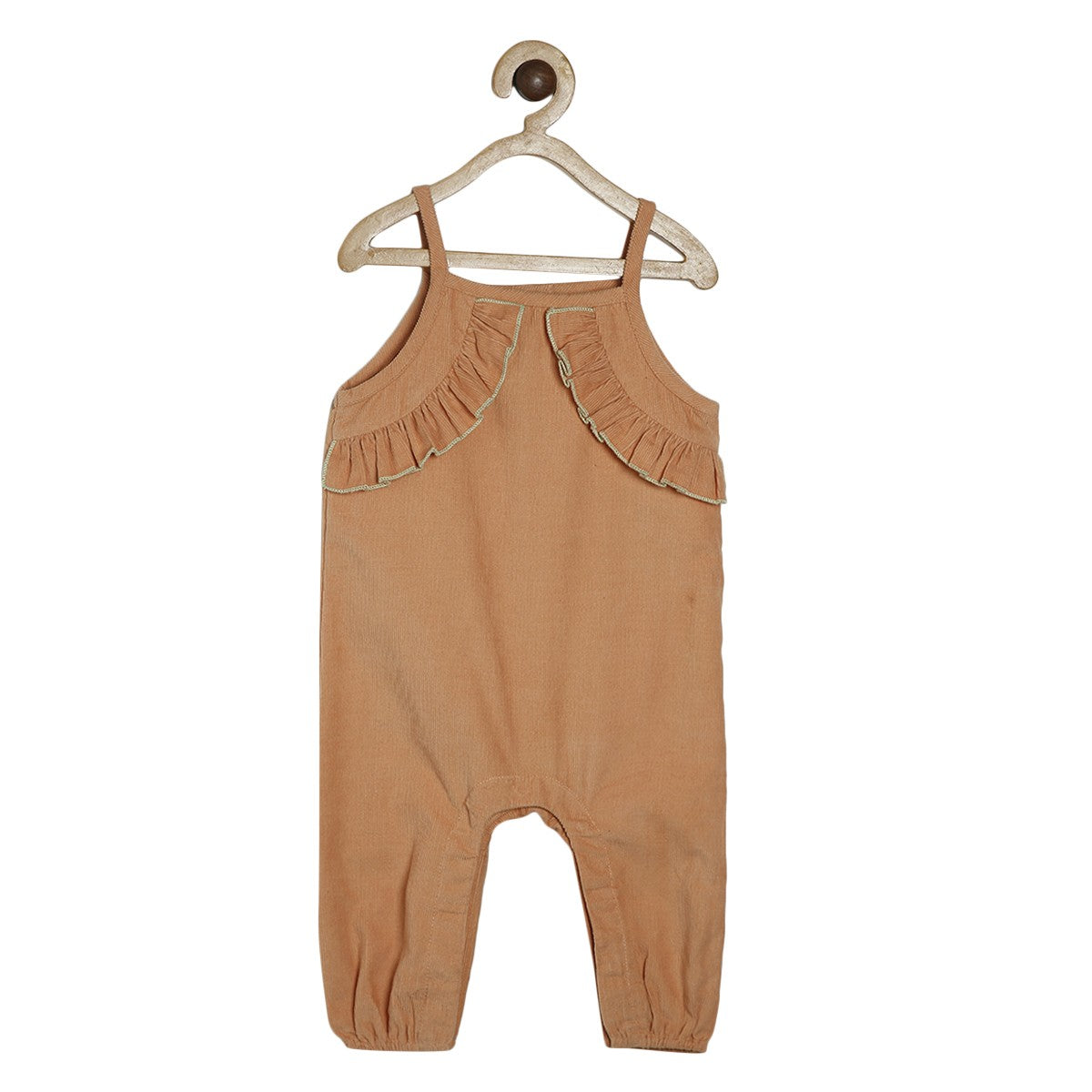 Girls Peach Pack Of 2 Dungaree Set