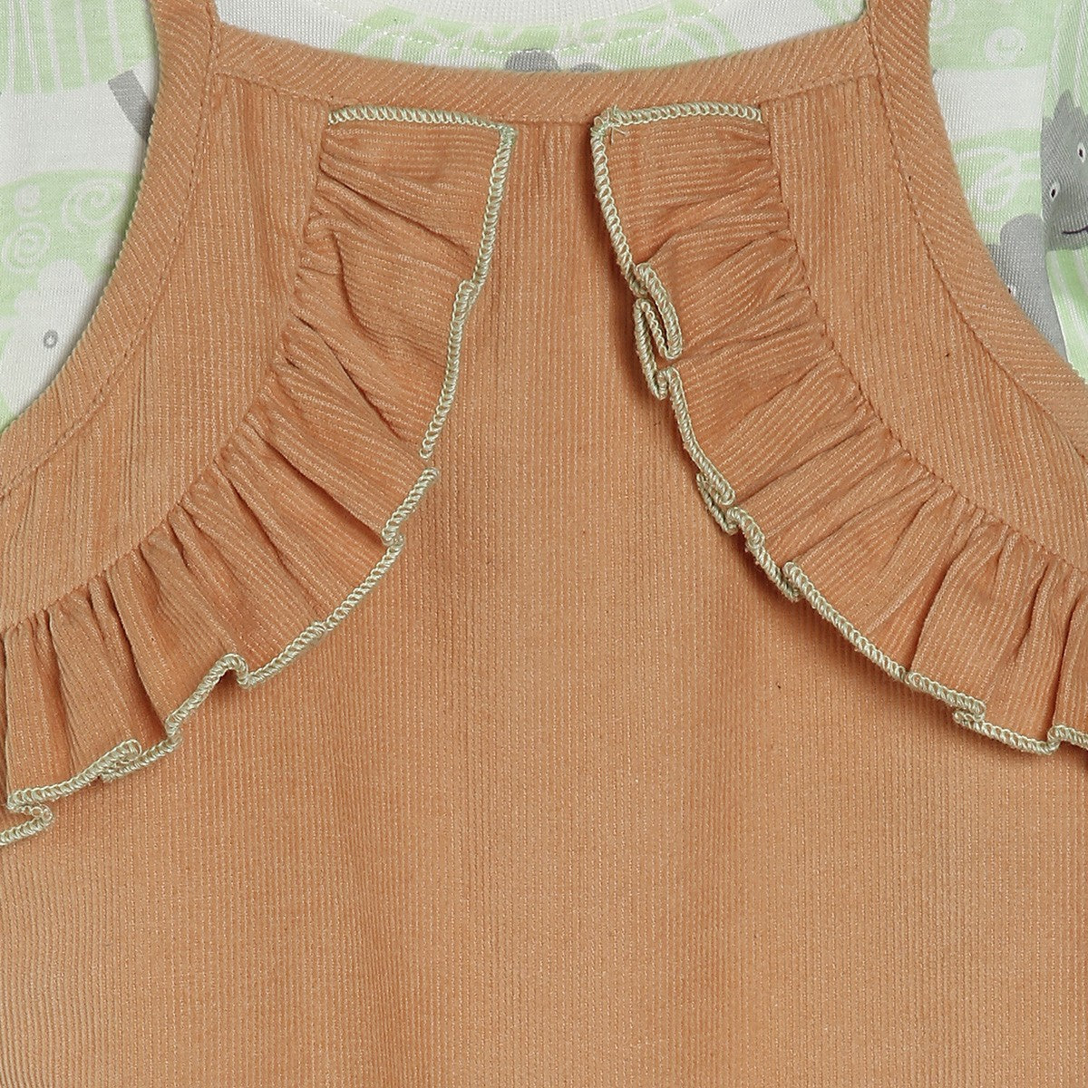 Girls Peach Pack Of 2 Dungaree Set