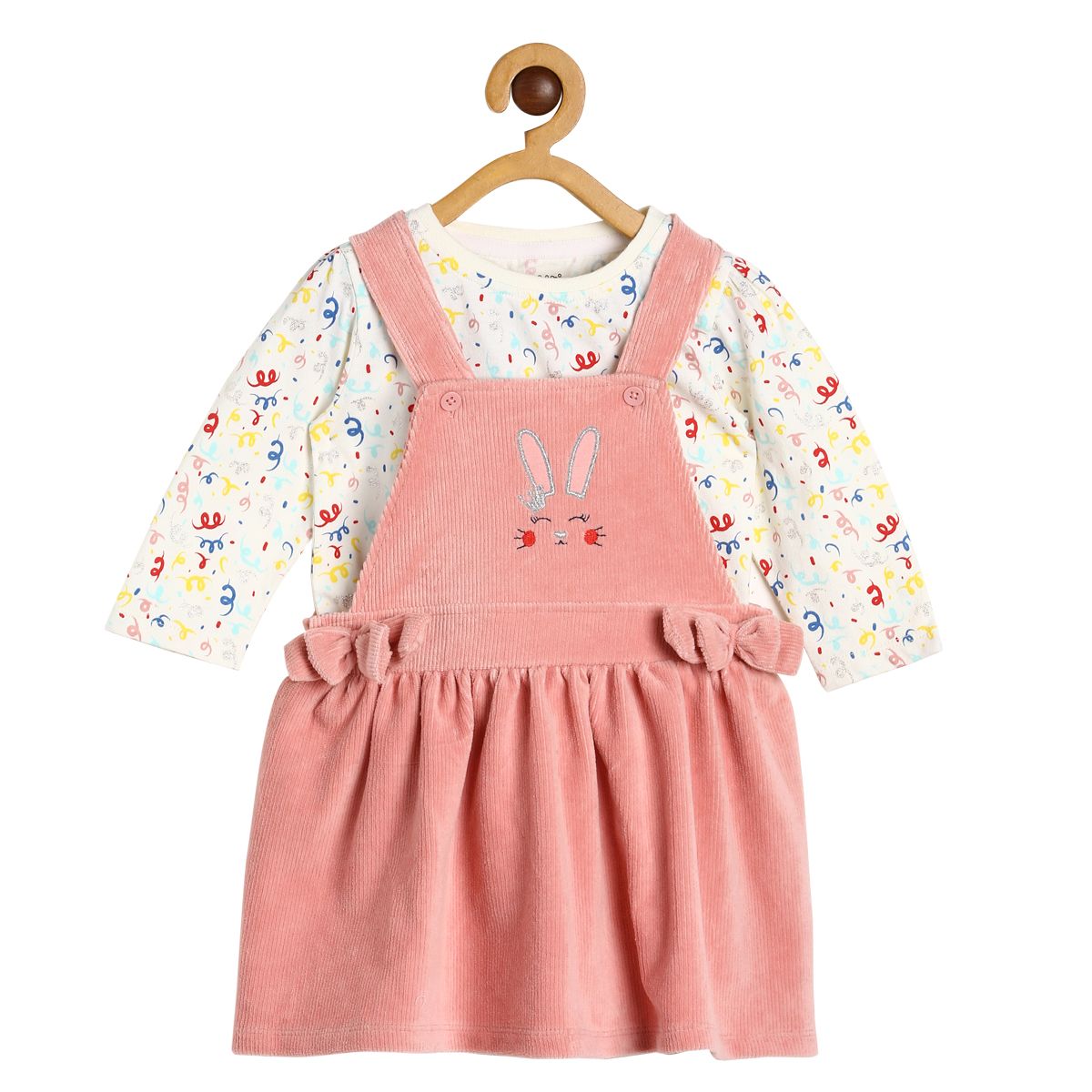 Girls Pink Pack Of 2 Pinny Set