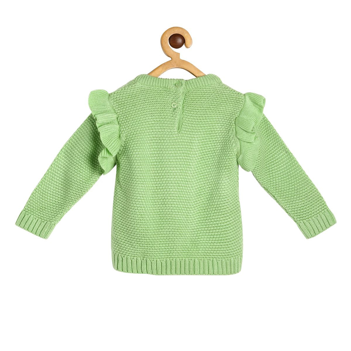 Girls Light Green Cable Knit Acrylic Winter Sweater