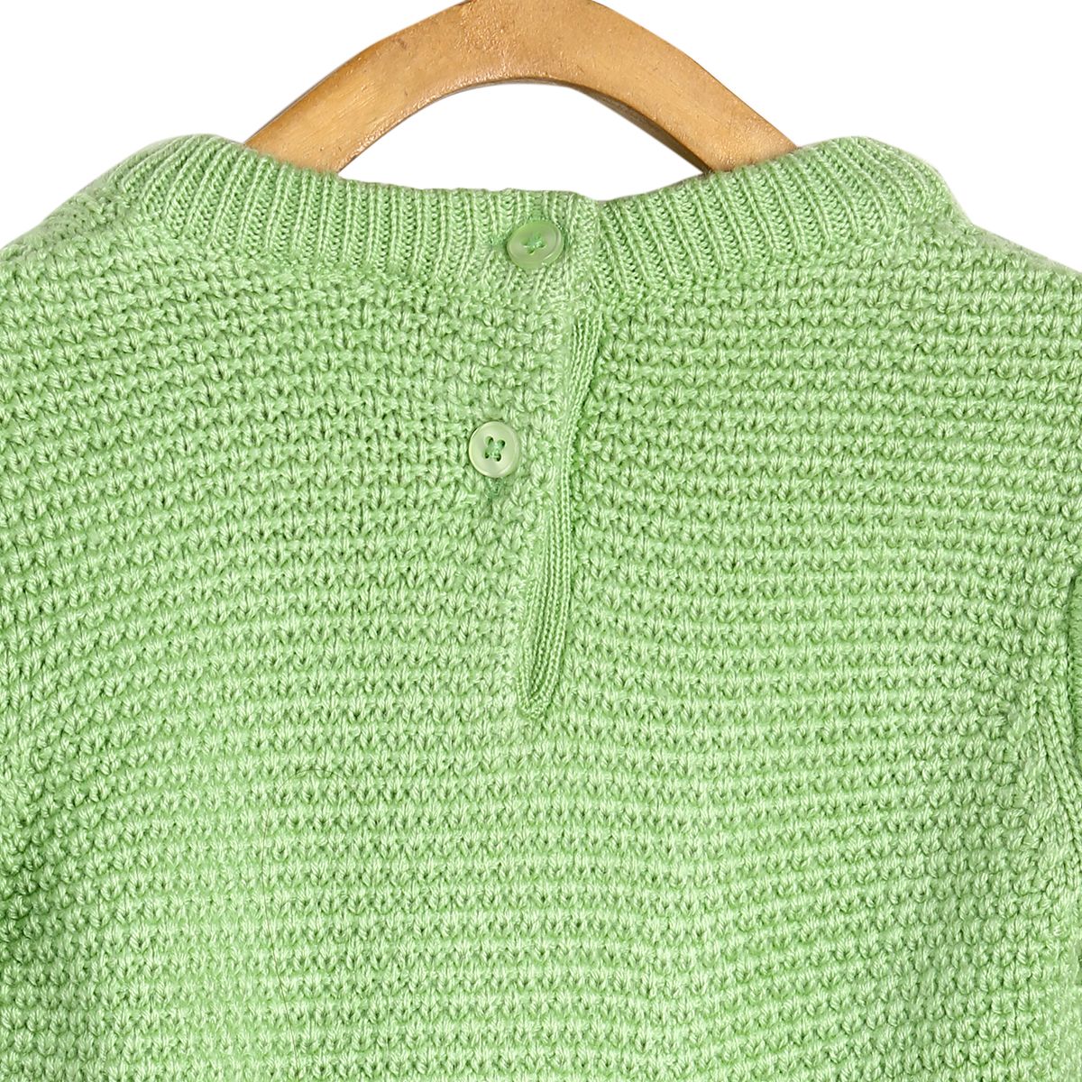 Girls Light Green Cable Knit Acrylic Winter Sweater