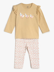 Girls Yellow Top & Knit Bottom