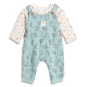 Baby Boys Mint Green and White Cotton Printed Dungaree Set Regular Fit Casual Wear