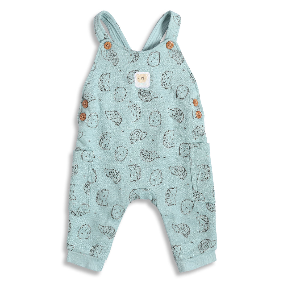 Baby Boys Mint Green and White Cotton Printed Dungaree Set Regular Fit Casual Wear
