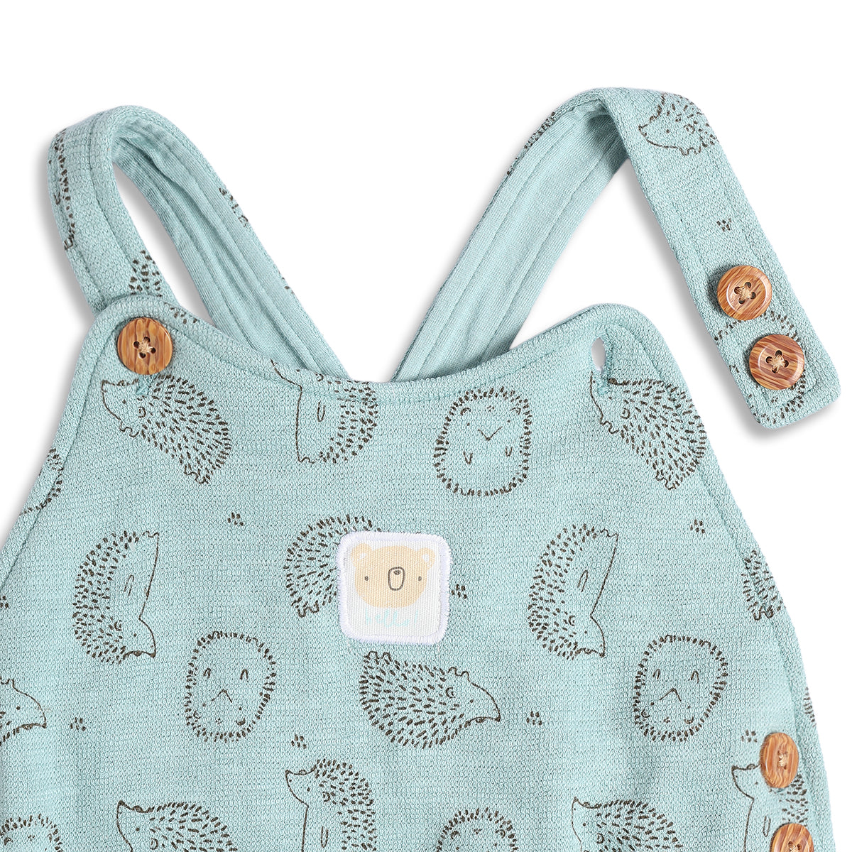 Baby Boys Mint Green and White Cotton Printed Dungaree Set Regular Fit Casual Wear