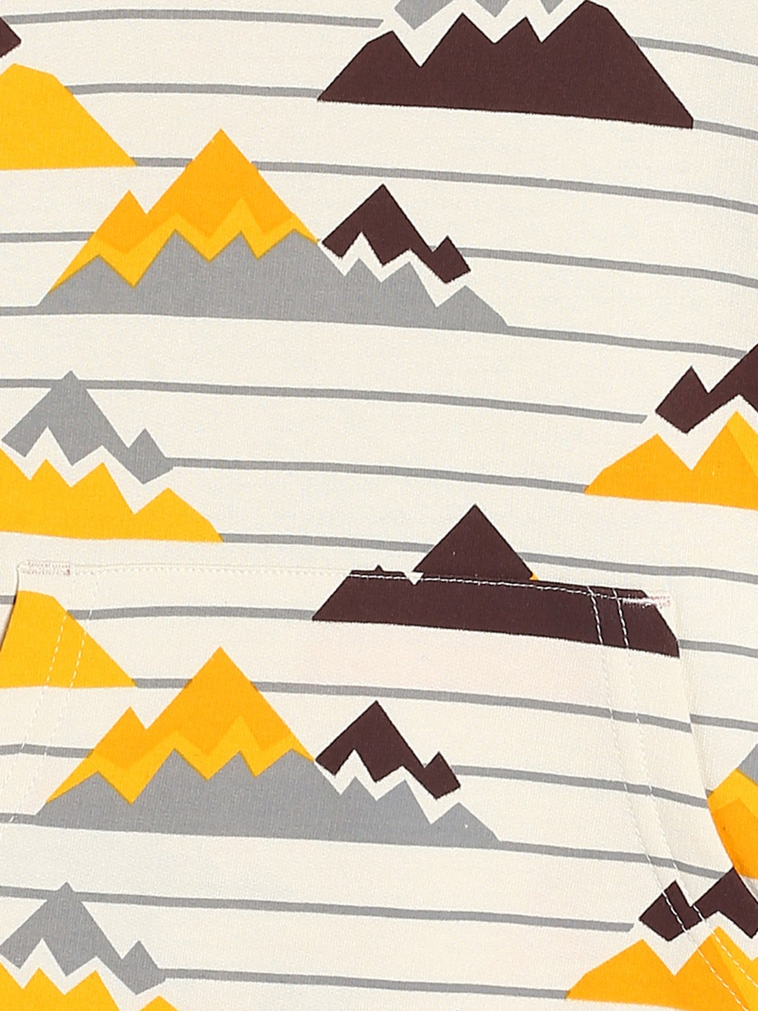 Boys Cream, Yellow, Brown and Grey Cotton Mountain Printed Sweatshirt Regular Fit Casual Wear