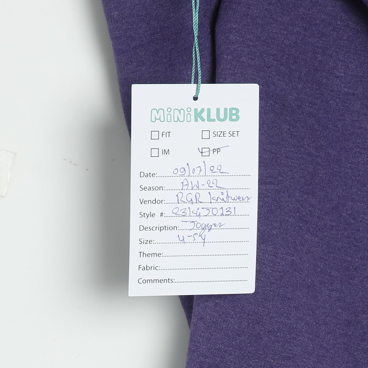 Girls Purple Pack Of 1 Jogger