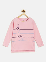 Baby Girls Pink Typography Printed Cotton T-Shirt Regular Fit Casual Wear